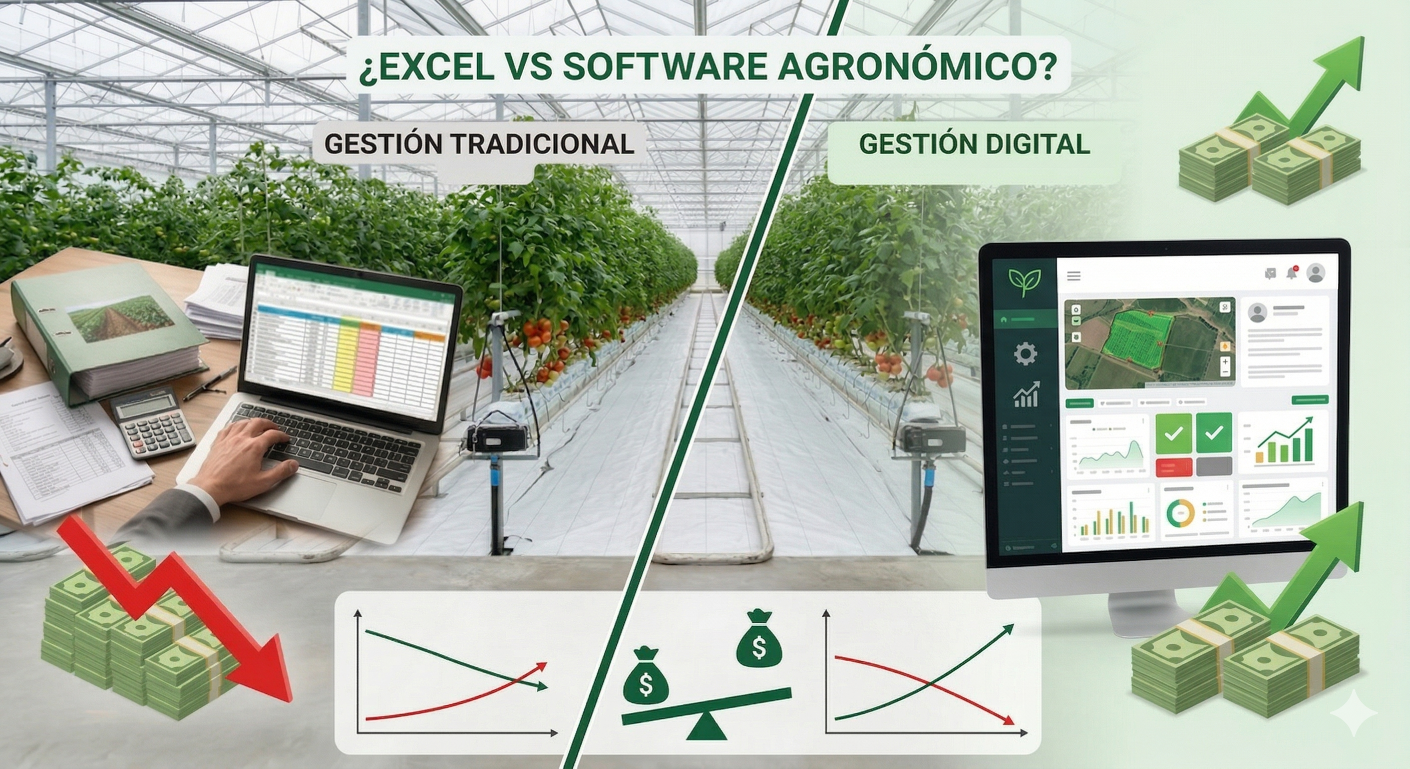 Excel vs Software agronómico: cuánto dinero pierdes por no digitalizar tu invernadero